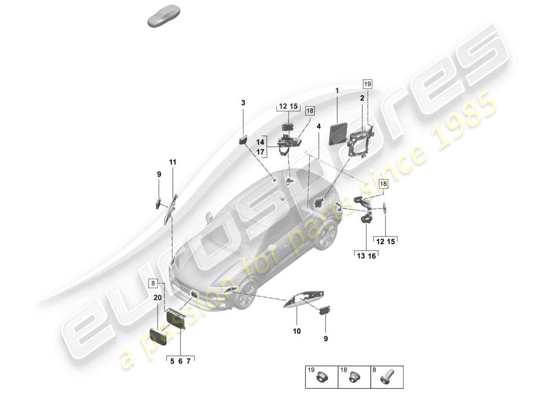 porsche 2025 (macan-e) steuergerät (bcm) für conv.-system & ob-stromversorgung steuergerät zum öffnen des garagentors steuergerät für abstandsregelung für fahrzeuge mit spurwechselassistent teilediagramm