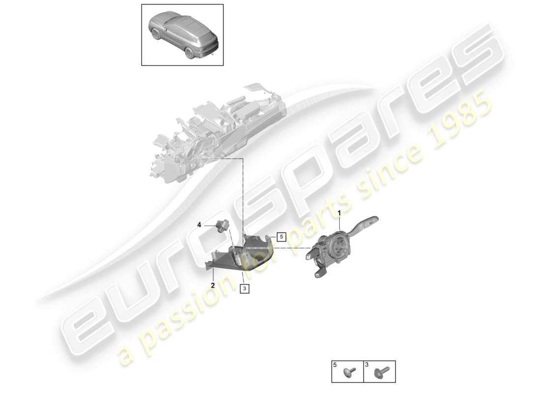 porsche 2023 (cayenne e3 9ya/9yb) lenkstockschalter ersatzteildiagramm