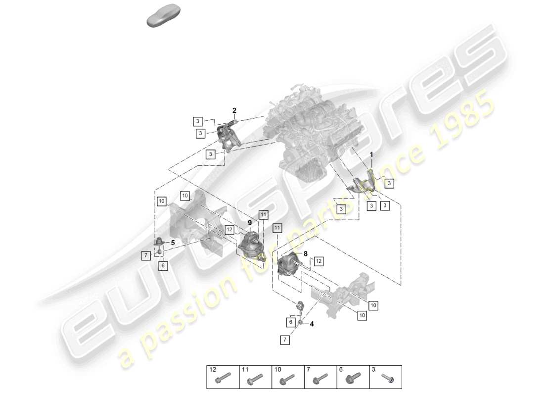 porsche 2025 (cayenne e3 pa) motorhebevorrichtung unten konsole für motoraufhängung motoraufhängung teilediagramm