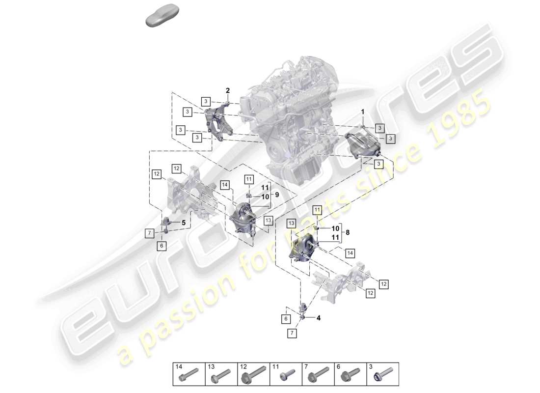 porsche 2025 (cayenne e3 pa) motorhebevorrichtung unten konsole für motoraufhängung motoraufhängung teilediagramm