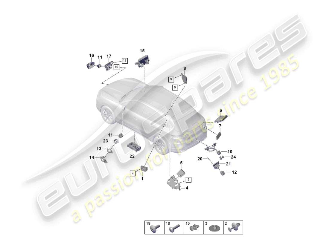 porsche 2025 (cayenne e3 pa) kamera einparkhilfe klimaanlage heckklappe heckspoiler teilediagramm