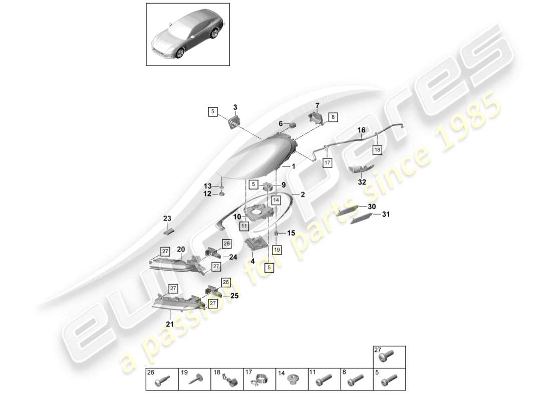 porsche 2021 (panamera 971-1) led-scheinwerfer blinker-repeater nebelscheinwerfer teilediagramm