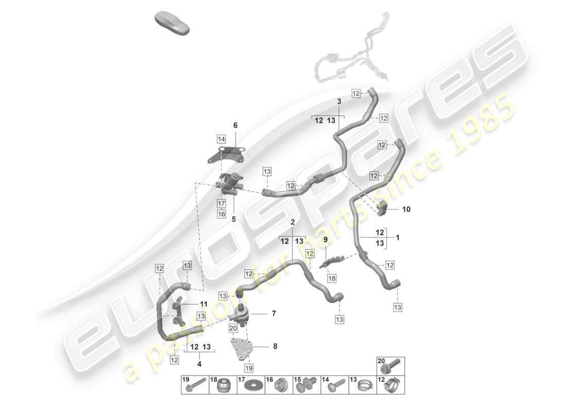 porsche 2023 (panamera 971-2) heizung basic kühlmittelschläuche für benzinheizung ersatzteildiagramm