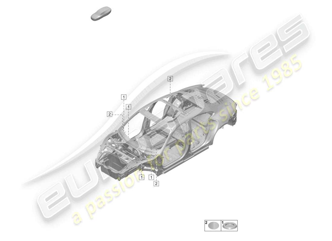 porsche 2021 (taycan 9j1-1) teilediagramm für die innenseite der firewall