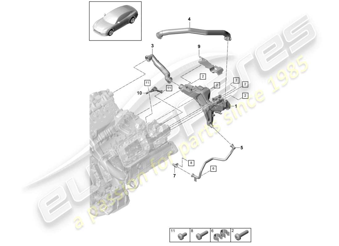 porsche 2021 (panamera 971-1) kurbelgehäuseentlüftung teilediagramm