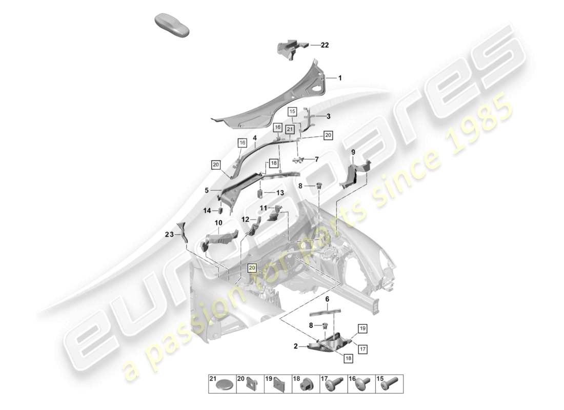 porsche 2022 (panamera 971-2) heizungswasserkasten-teilediagramm