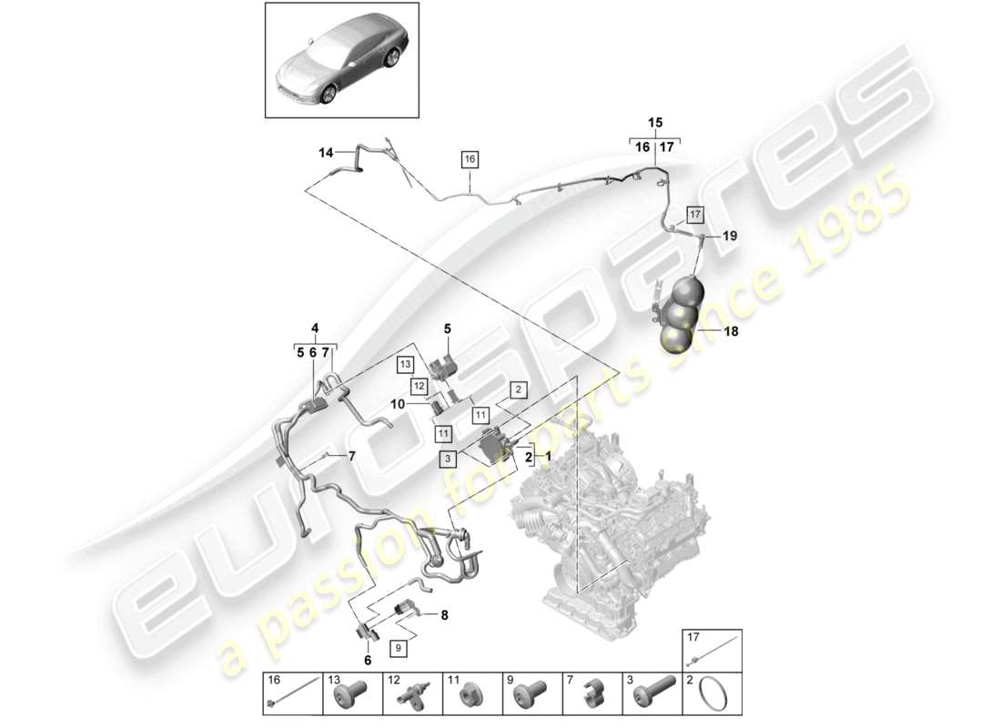 porsche 2021 (panamera 971-1) vakuumsystem vakuumpumpe teilediagramm
