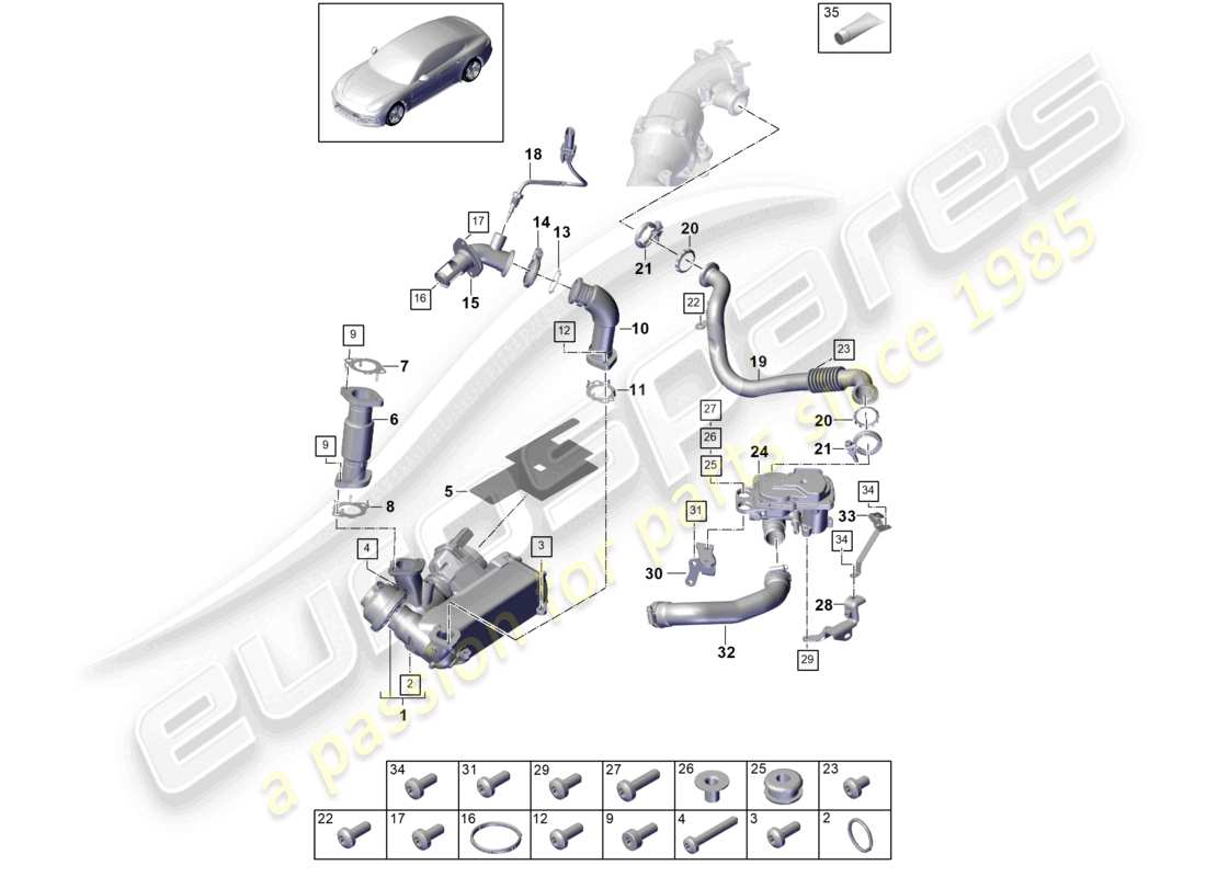 porsche 2021 (panamera 971-1) teilediagramm des abgasrückführungs-vakuumsystems