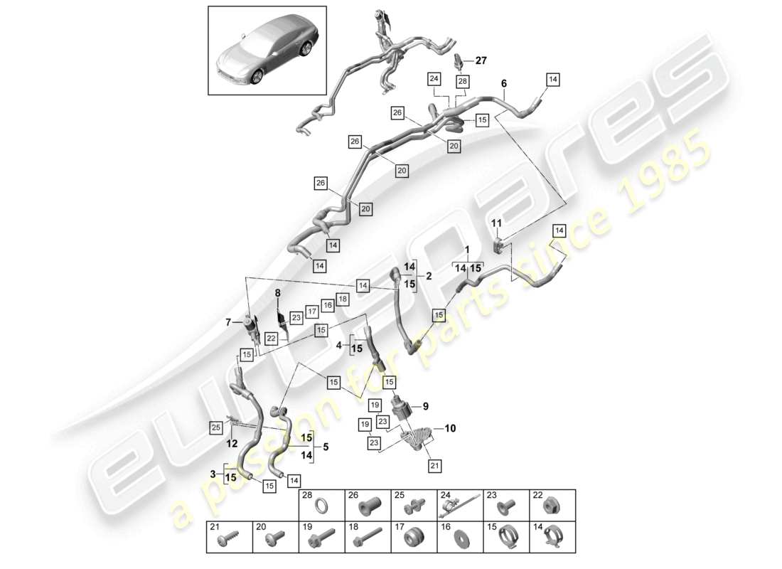 porsche 2021 (panamera 971-1) heizung rechts längsträger hybrid teilediagramm
