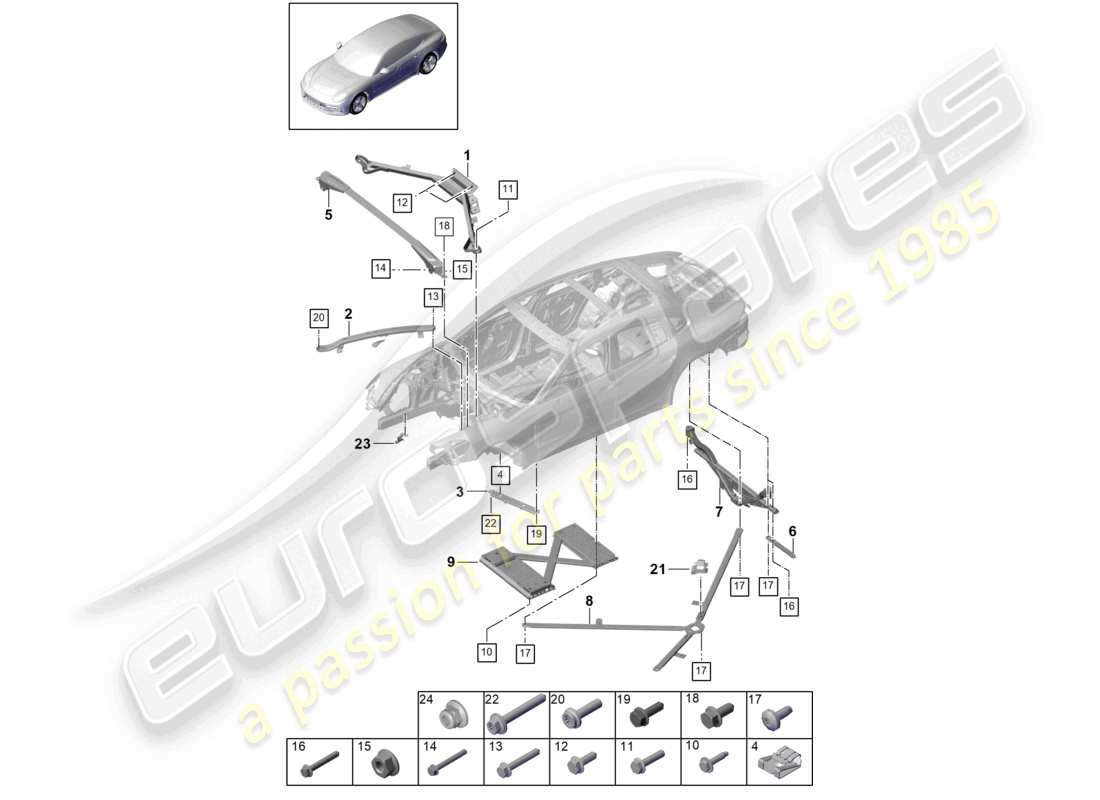 porsche 2021 (panamera 971-1) dome strut-ersatzteildiagramm