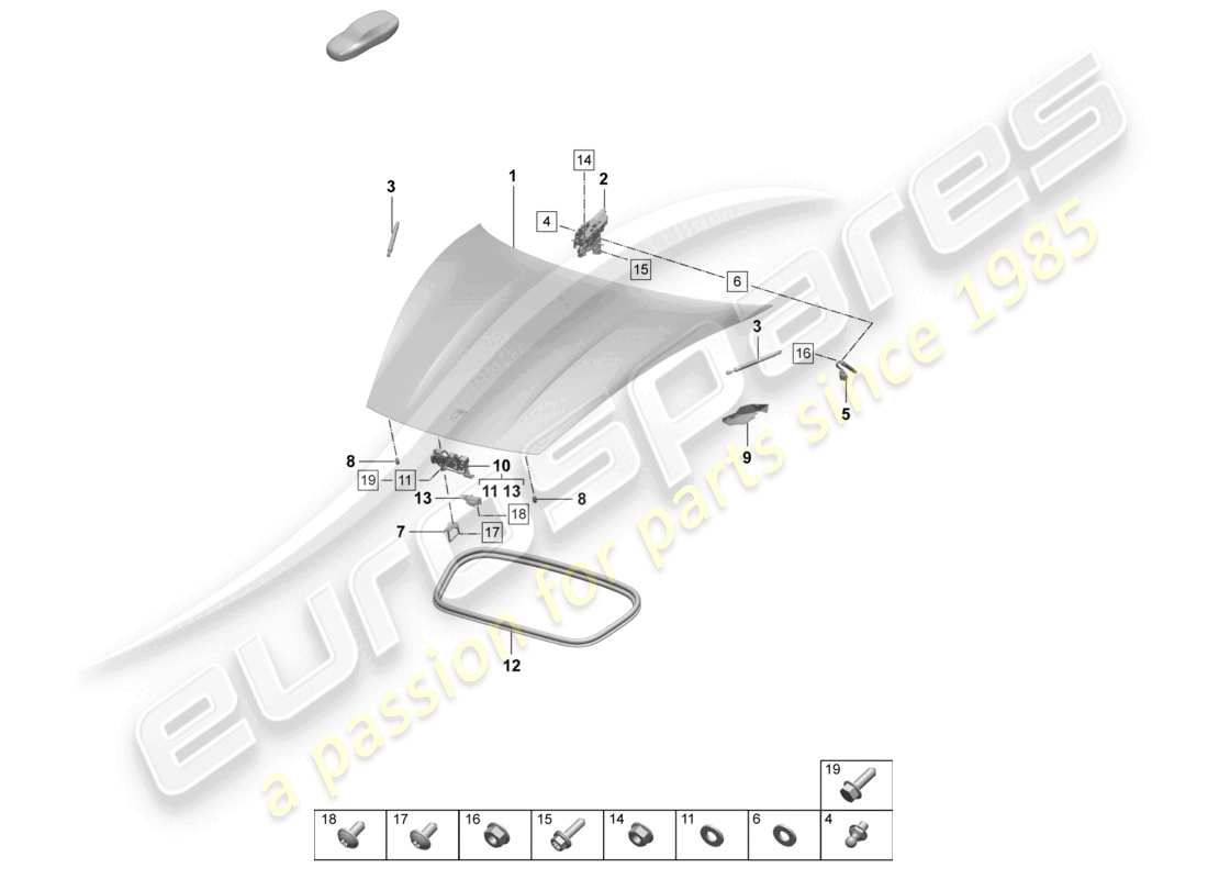 porsche 2026 (taycan 9j1-2) abdeckung vorne teilediagramm