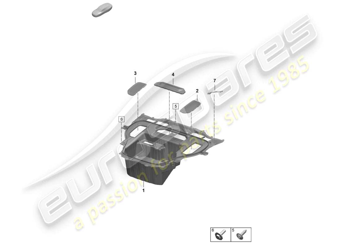 porsche 2025 (macan-e) frontpartie gepäckraumverkleidung wasserkasten teilediagramm