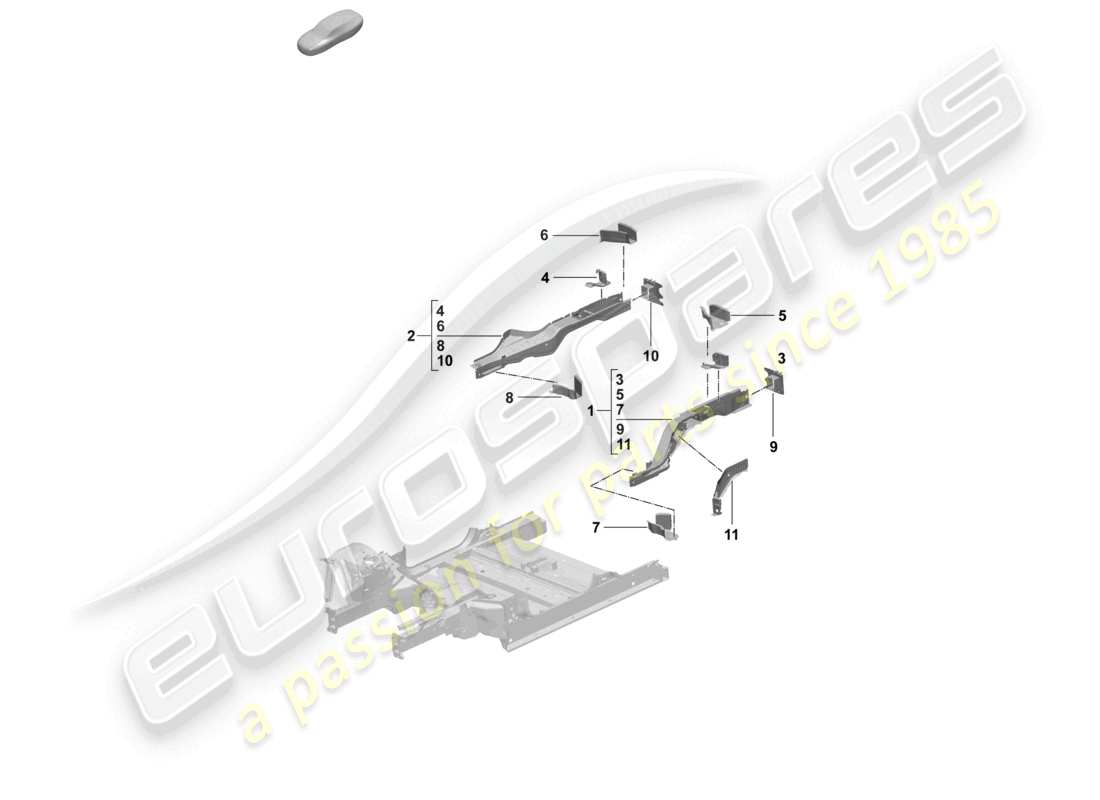 porsche 2025 (macan-e) längsträger heck teilediagramm