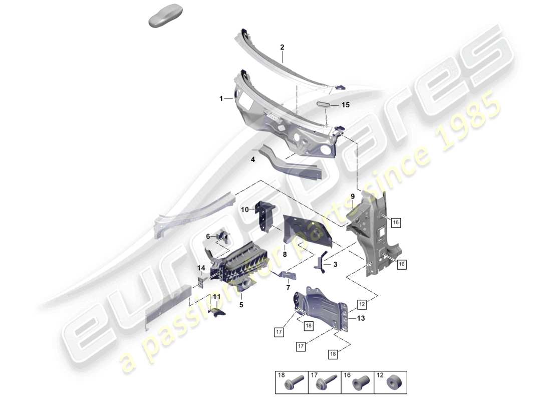porsche 2025 (cayenne e3 pa) frontend-firewall radkasten teilediagramm