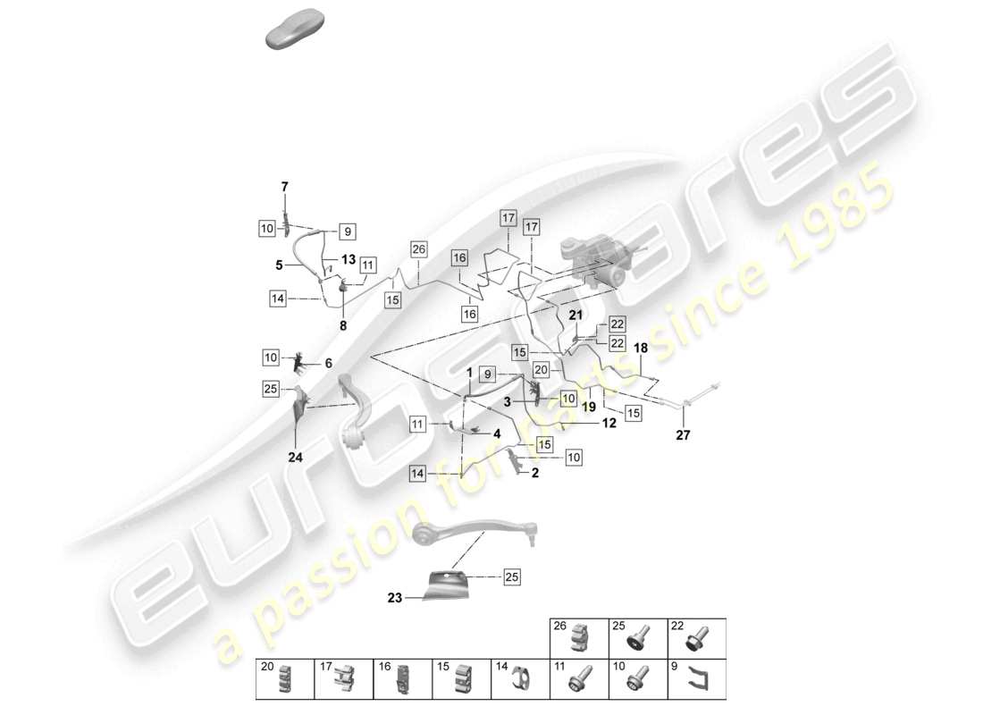 porsche 2025 (macan-e) bremsleitung vorn vorbau teilediagramm