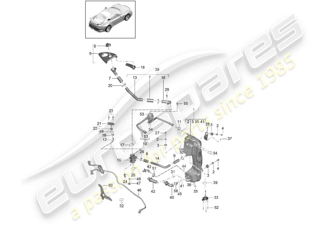 porsche 2021 (991-2 r/gt3/rs) motor (öldruck/schmierung) öltank teilediagramm
