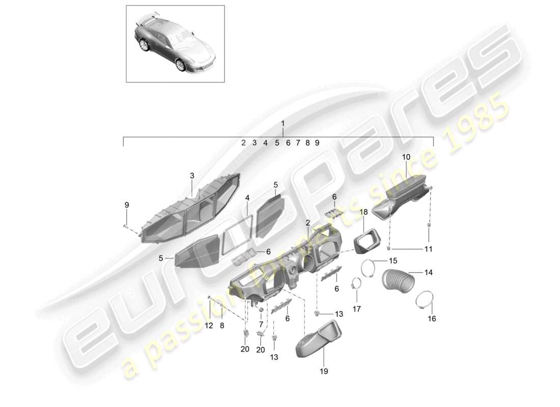 porsche 2021 (991-2 r/gt3/rs) luftfilter gt3 911 r teilediagramm
