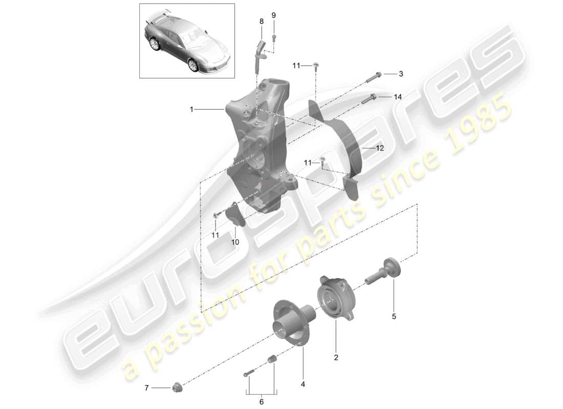 porsche 2021 (991-2 r/gt3/rs) radträger radnabe d - mj 2018>> ersatzteildiagramm