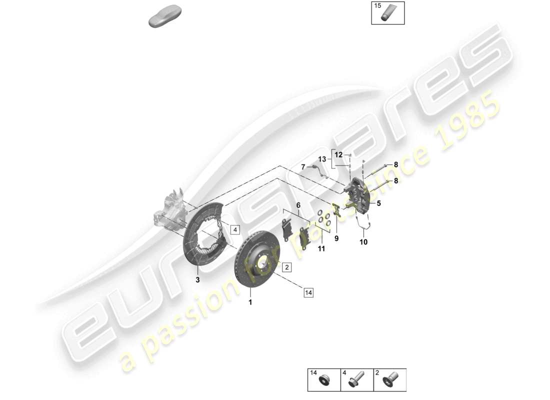 porsche 2025 (taycan 9j1-2) scheibenbremse 19 hinterachse neodyme ersatzteildiagramm