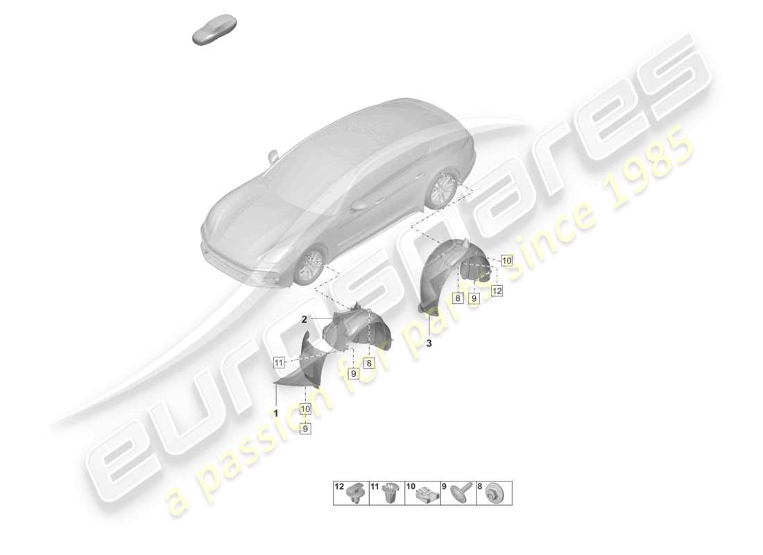 porsche 2023 (panamera 971-2) zierleiste radhausschale teilediagramm