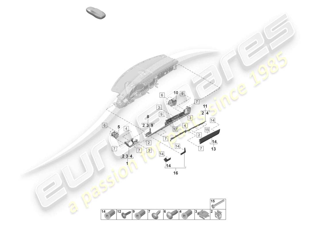 porsche 2023 (panamera 971-2) armaturenbrett-anbauteile, frontleisten, teilediagramm