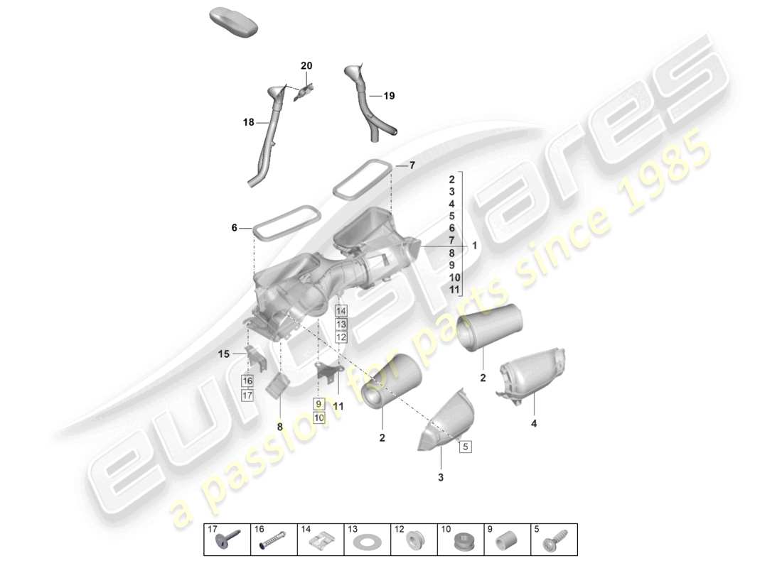 porsche 2024 (992-2 gt3/rs/st) luftfilter teilediagramm