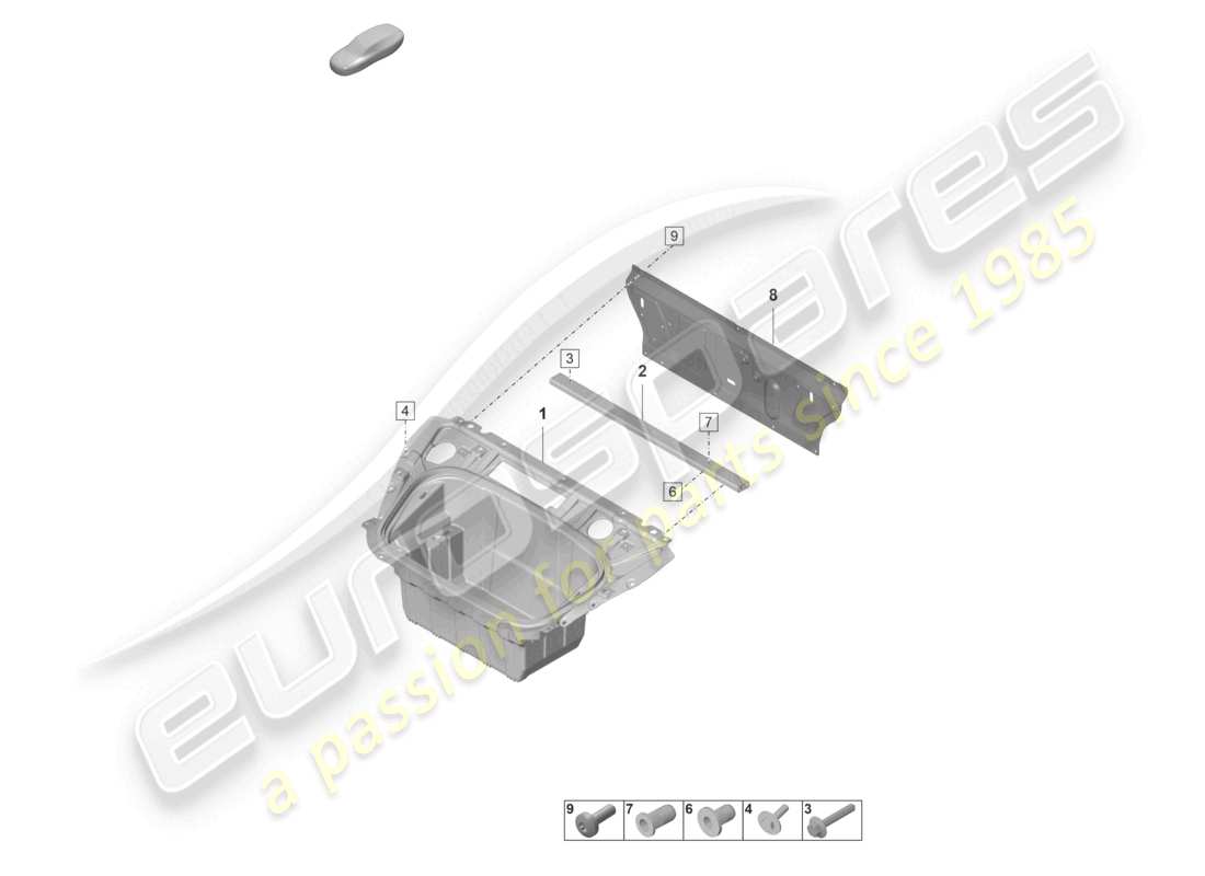 porsche 2020 (taycan 9j1-1) vorderes ende gepäckraumverkleidung teil diagramm