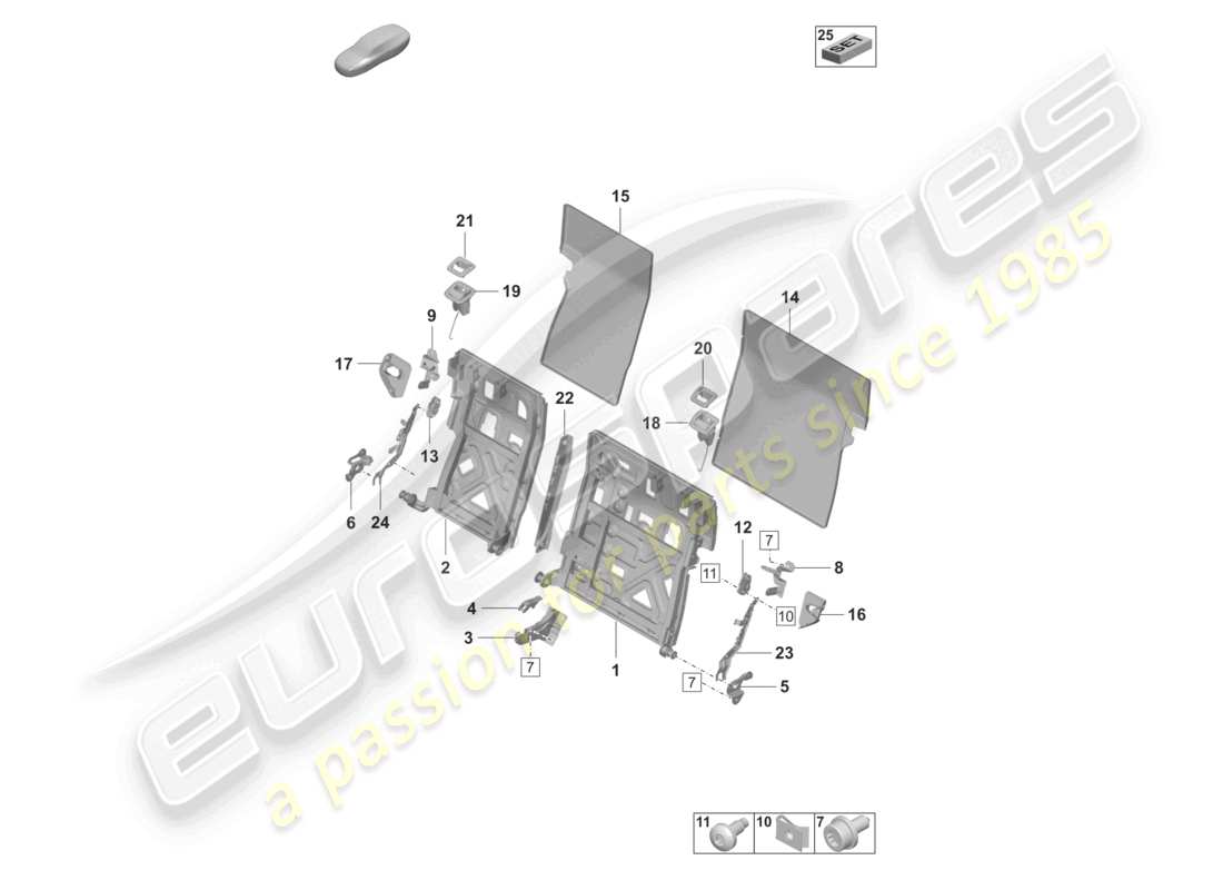 porsche 2026 (taycan 9j1-2) rückenlehnenrahmen standardsitz teilediagramm