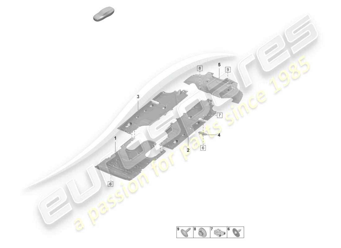 porsche 2021 (panamera 971-2) teilediagramm für die verkleidung des unterbodens