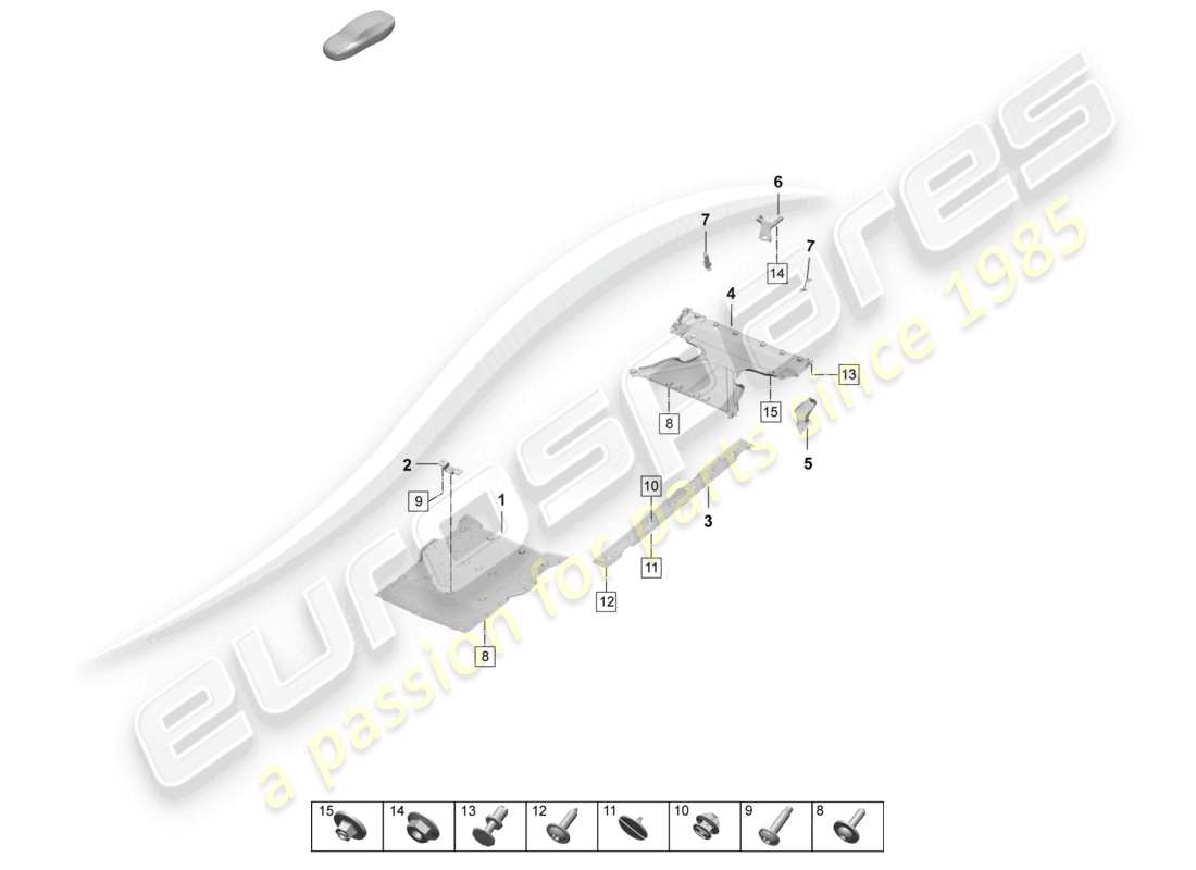 porsche 2025 (taycan 9j1-2) unterbodenverkleidung zubehör teileübersicht