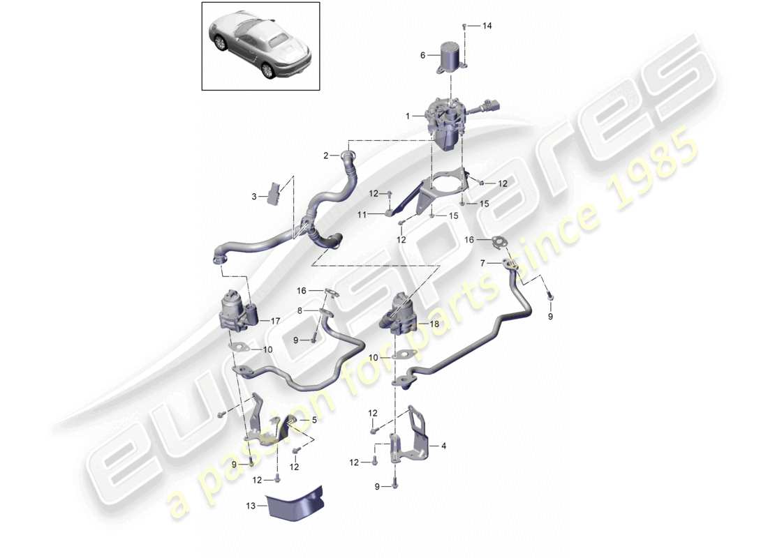 porsche 2024 (718 boxster) sekundärluftpumpe teilediagramm