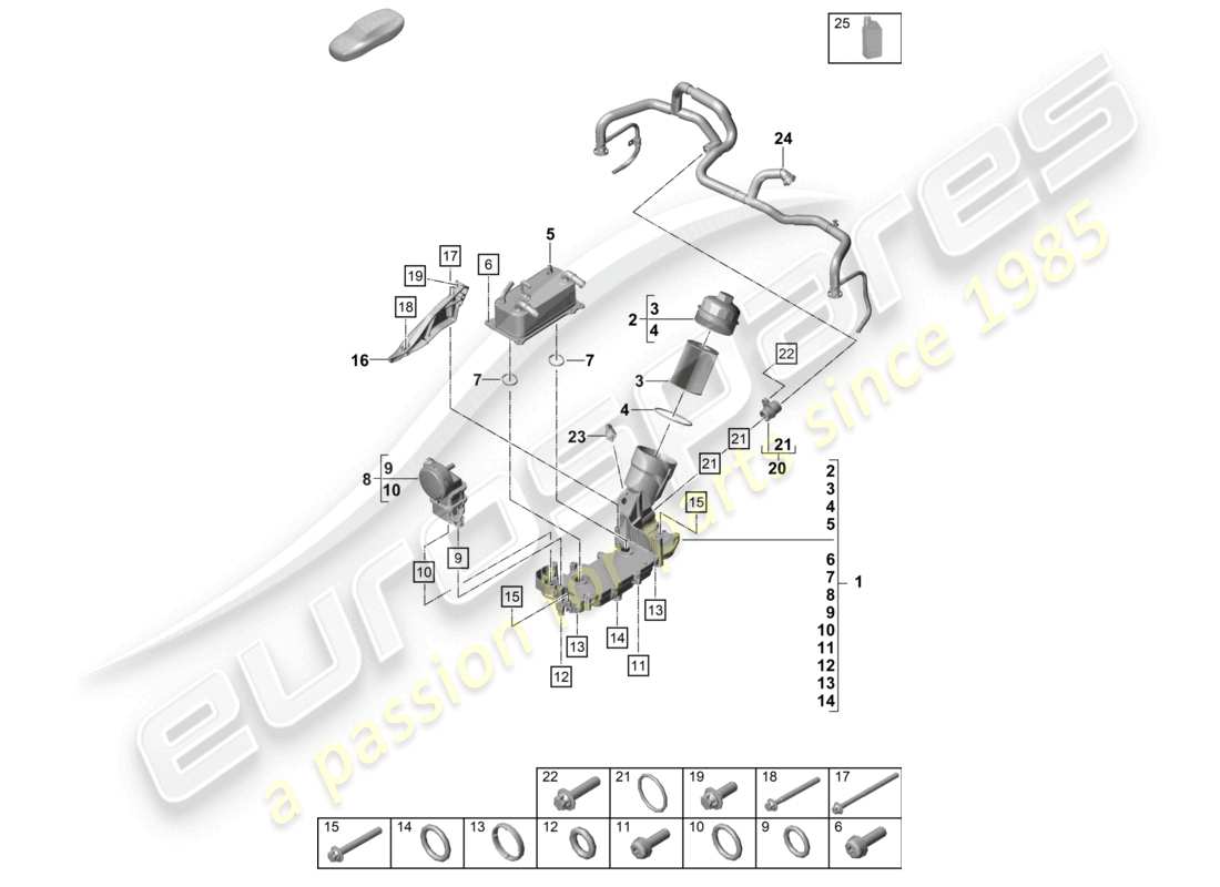 porsche 2023 (992-1 turbo / s) ölfilterkonsole motoröl teilediagramm