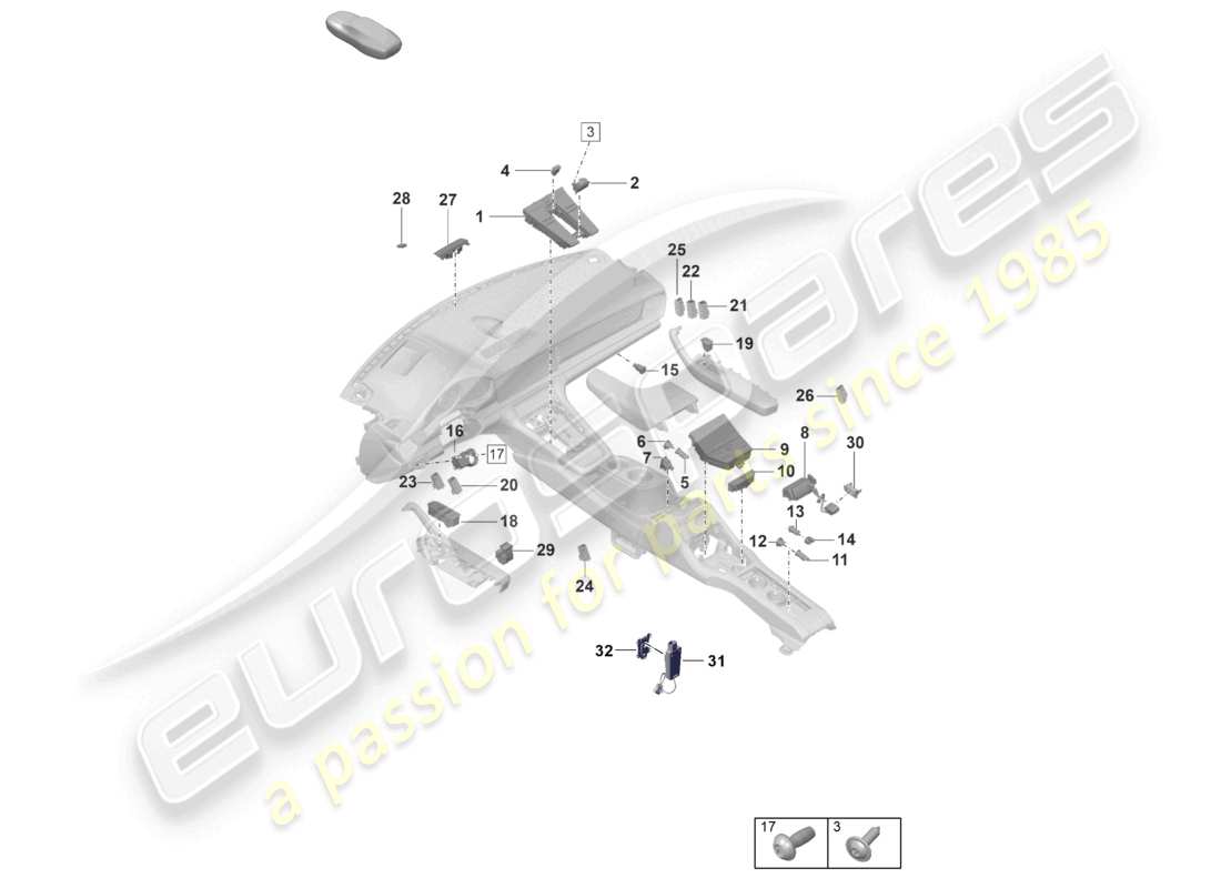 porsche 2024 (panamera 971-2) bedienfeld klimaanlage steuerschalter stufenschalter spannungswandler teilediagramm