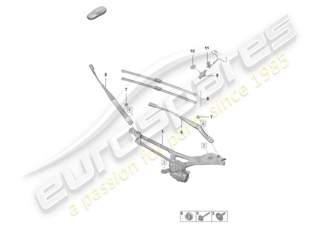 porsche 2022 (992-1 gt3/rs/st) scheibenwischeranlage kompl. regensensor ersatzteilübersicht
