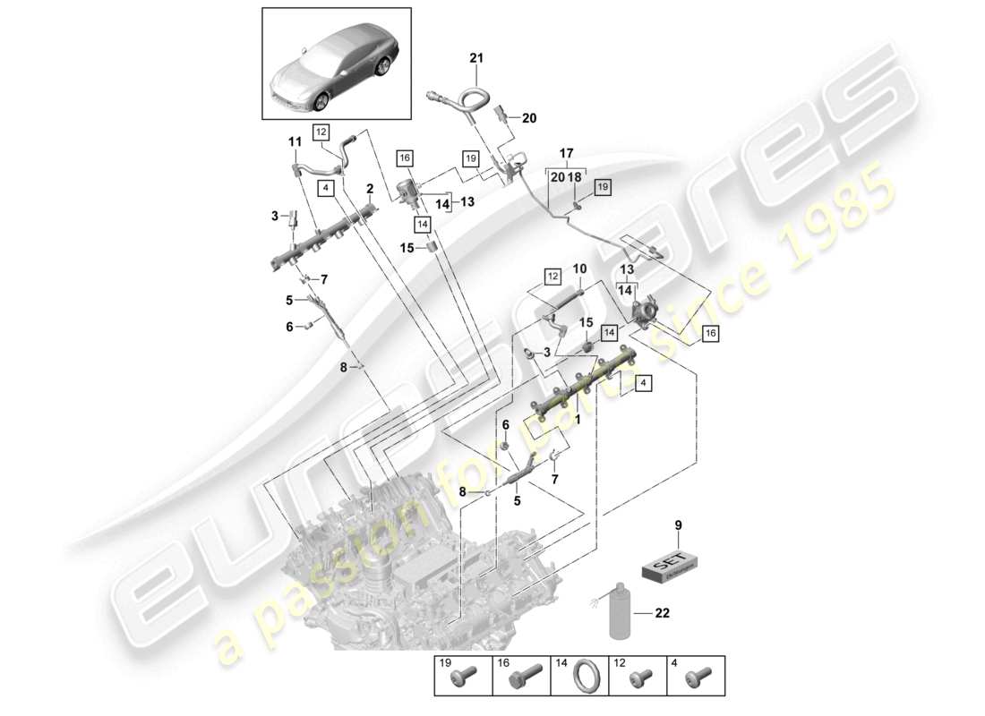 porsche 2021 (panamera 971-1) kraftstoffsammelleitung hochdruckeinspritzdüse hochdruckpumpe teilediagramm