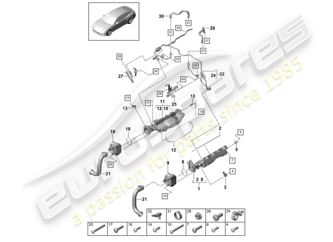 porsche 2021 (panamera 971-1) ansaugkrümmerentlüftung für kraftstofftank teilediagramm