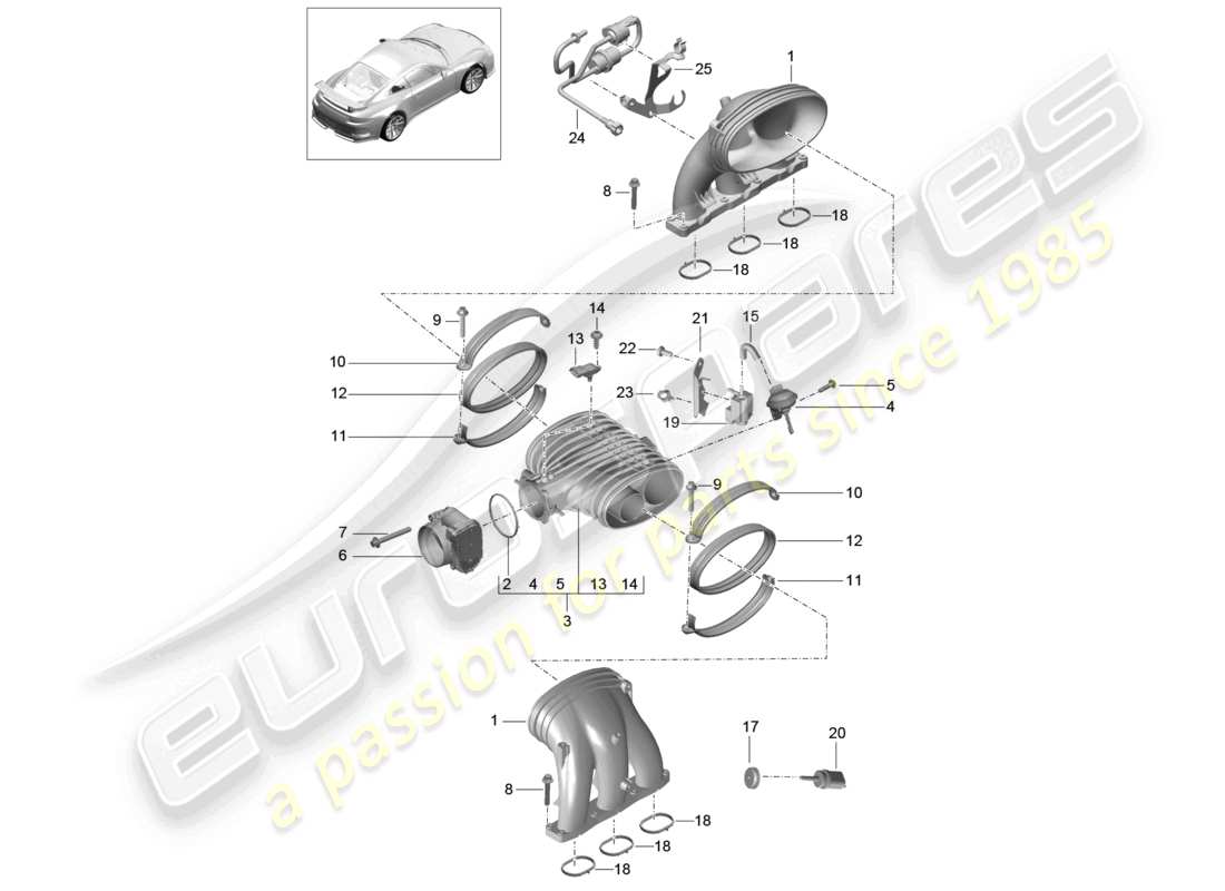 porsche 2021 (991-2 r/gt3/rs) ansaugsystem teilediagramm