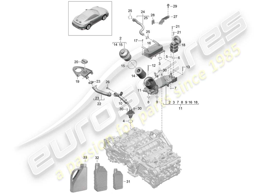 porsche 2018 (991-2 turbo) ölfilter ersatzteildiagramm