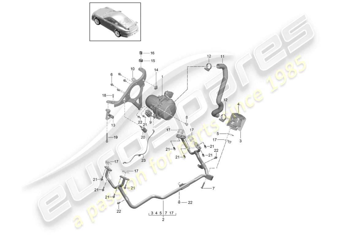 porsche 2021 (991-2 r/gt3/rs) sekundärluftpumpe teilediagramm