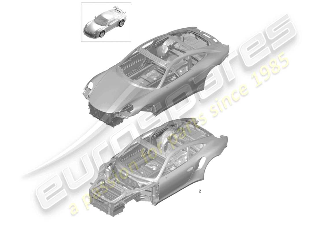 porsche 2021 (991-2 r/gt3/rs) karosserie - teilediagramm