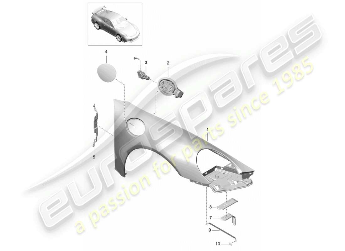 porsche 2021 (991-2 r/gt3/rs) flügel teilediagramm
