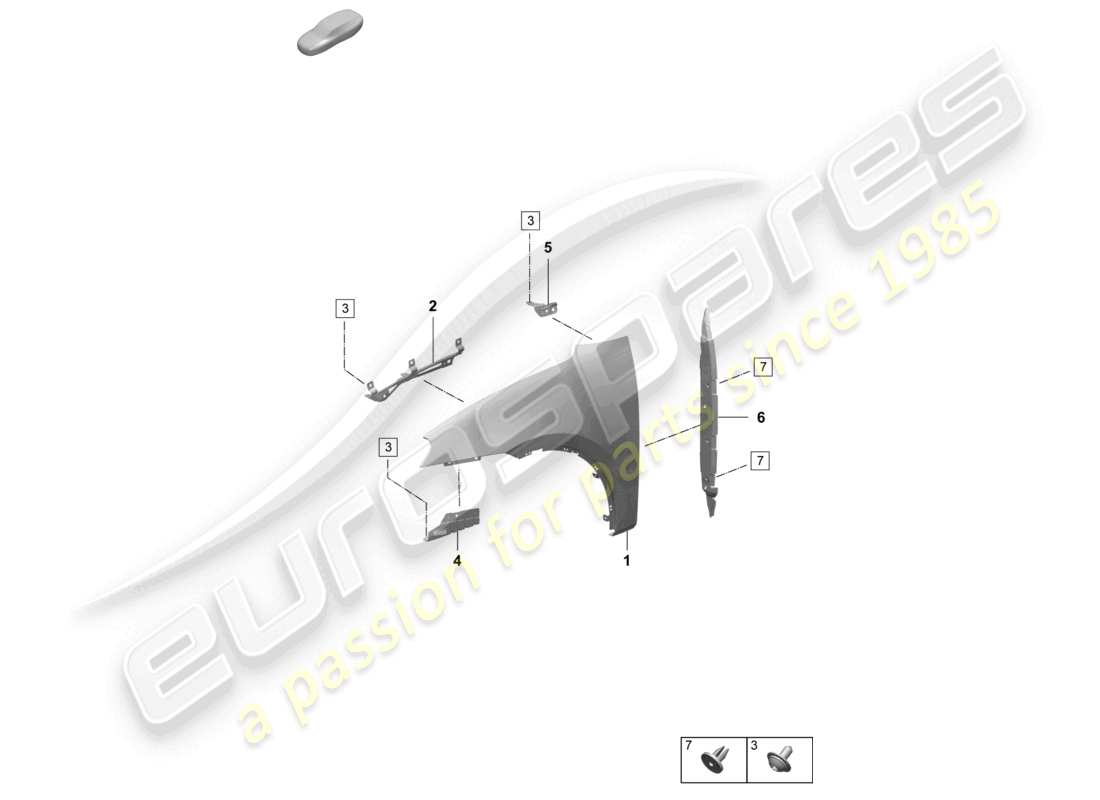 porsche 2025 (macan-e) kotflügel vorne teilediagramm