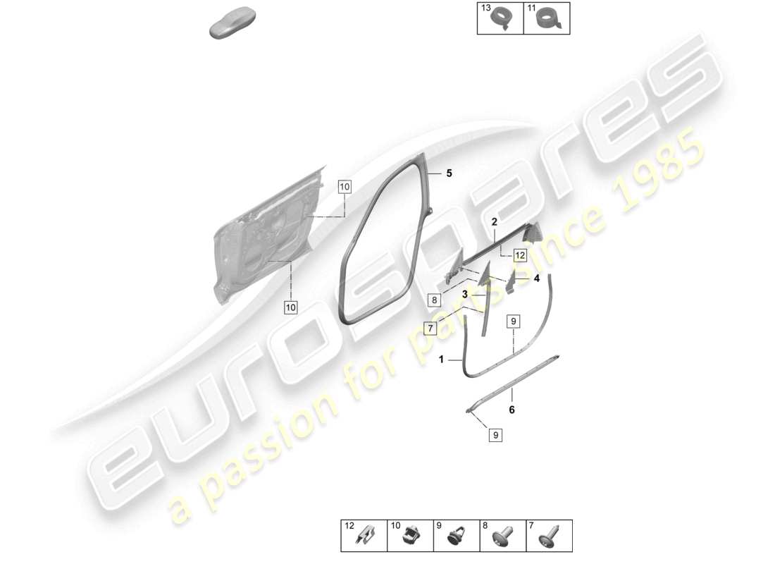 porsche 2026 (taycan 9j1-2) türdichtung vorne zubehör teilediagramm