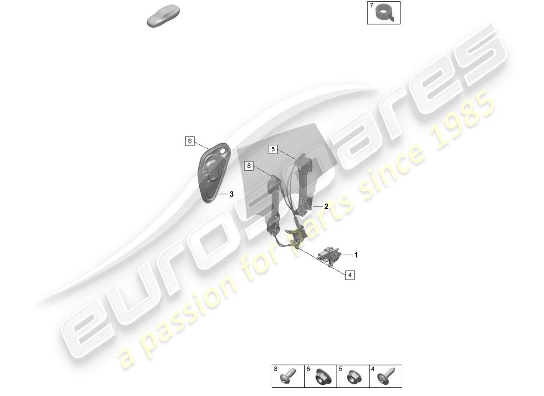 porsche 2026 (taycan 9j1-2) fensterheber hinten fensterhebermotor zubehör teileübersicht