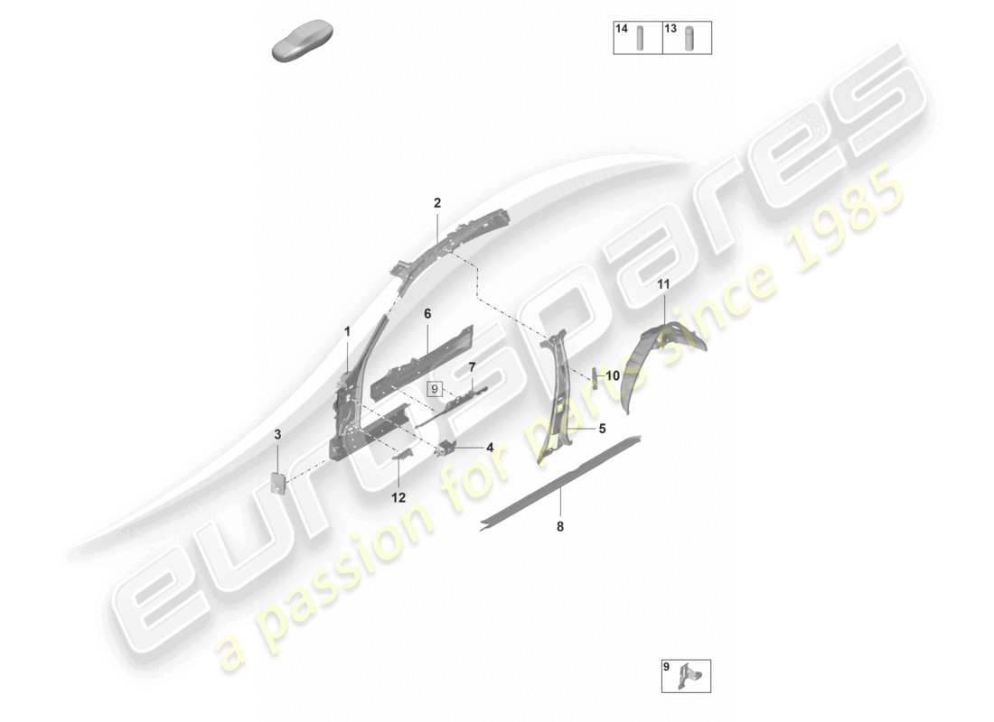 porsche 2021 (panamera 971-2) seitenteil innen teildiagramm