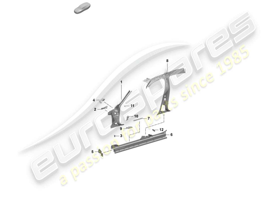 porsche 2025 (taycan 9j1-2) seitenwand, innenfront, innenteildiagramm