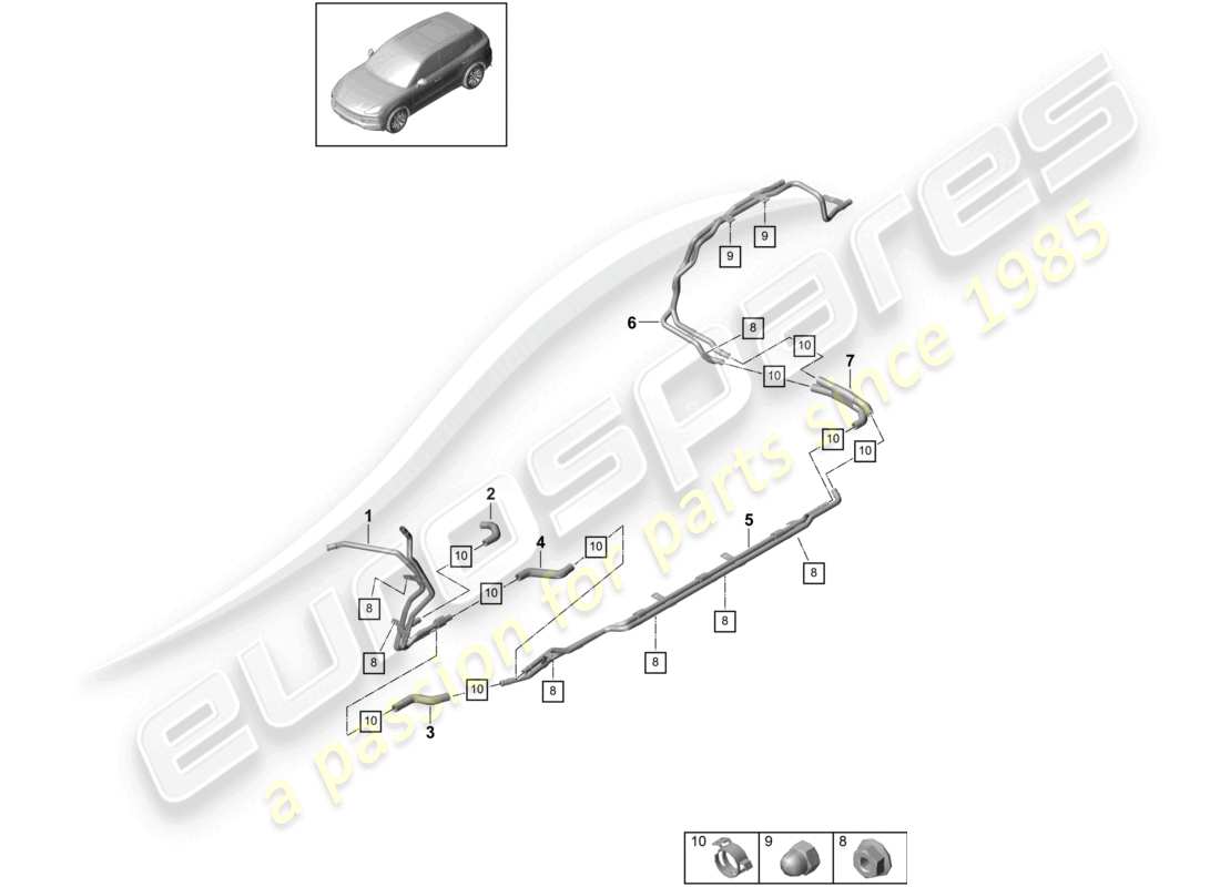 porsche 2022 (cayenne e3 9ya/9yb) heizung unterboden niedertemperaturkreislauf für fahrzeuge mit hybridantrieb teilediagramm