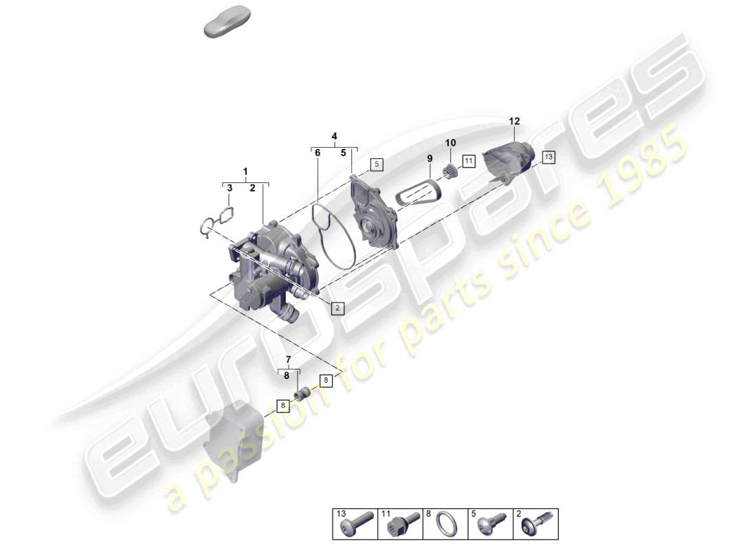 porsche 2023 (cayenne e3 pa) kühlmittelpumpe kühlmittelregler anschlussstück teilediagramm