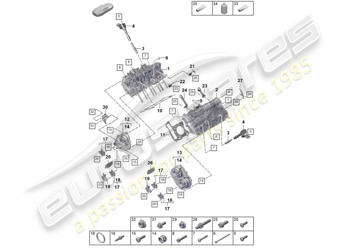 porsche 2025 (cayenne e3 pa) zylinderkopf teilediagramm
