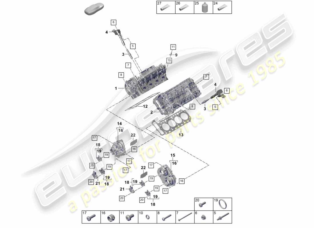 porsche 2025 (cayenne e3 pa) zylinderkopf teilediagramm
